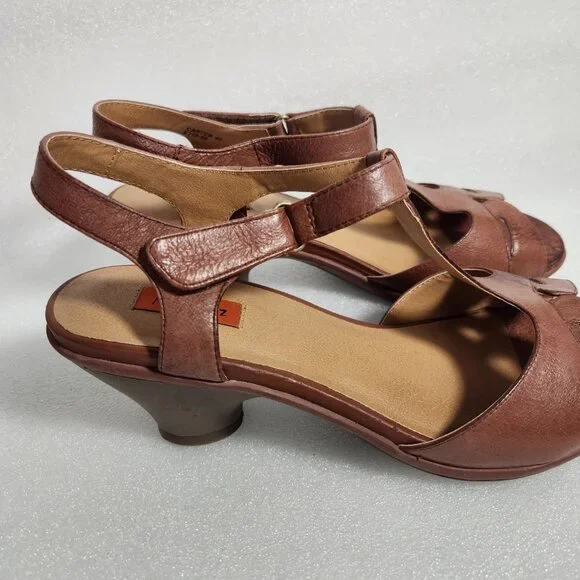Miz Mooz Carter Leather Open Toe T-Strap Sandals Size 40 US 9 Brown - Picture 4 of 14
